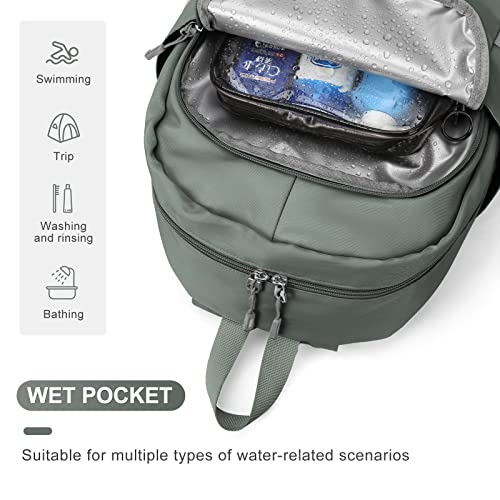 coofay Gym Backpack For Women, Gym Bag with Shoe Compartment - color: A-olive Green, size: Small