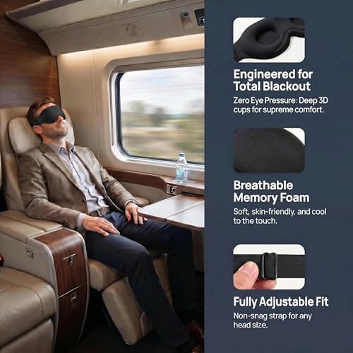 3D Contoured Sleep Mask, Soft Breathable Eye Mask for Sleeping, Light Blocking Blindfold with Adjustable Strap, Comfortable Night Eye Cover for Travel, Nap, Night Shift (1 Purple) - color: 1 Purple