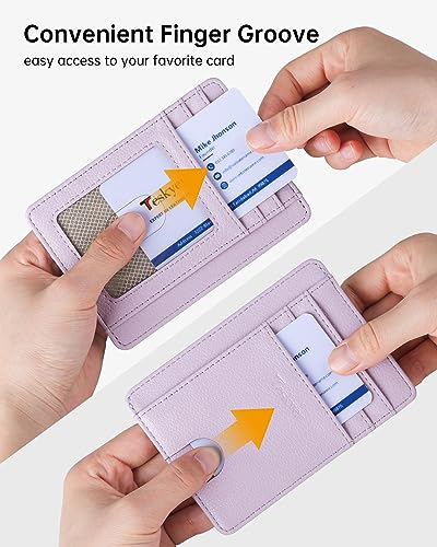 Teskyer Slim Minimalist Wallet for Men, RFID Front Pocket Card Holder - color: Lichee Lilac