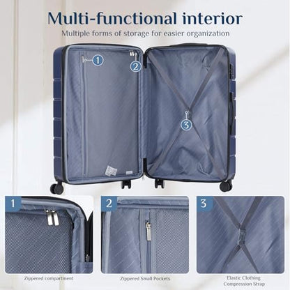 OLIXIS 20 Inch Carry-On Luggage, Hardside Suitcase with Spinner Wheels, Lightweight ABS Hard Shell Travel Luggage, TSA Approved Lock, Expandable Small Suitcase for Business & Travel–Blue - color: Blue, size: 20 IN