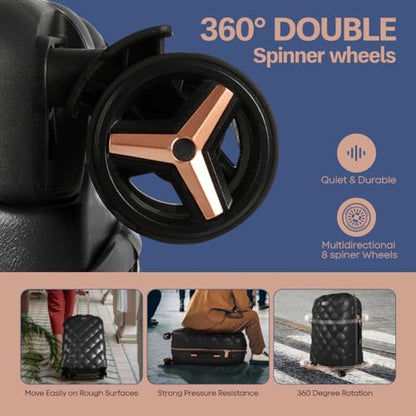 25'' Luggage,Expandable,PC Hardshell Suitcases w/Wheels - color: BLACK, size: 25 inch Single Piece