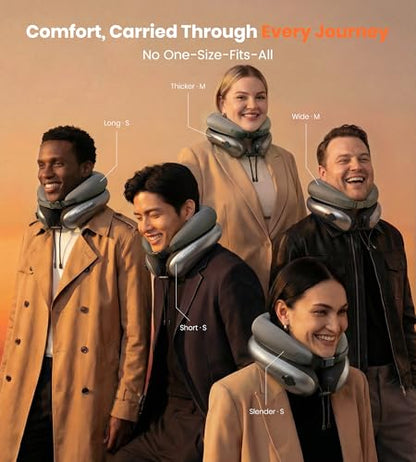 Neck Pillow for Traveling, Travel Pillows for Airplanes, Adjustable Neck Pillow Airplane Travel Essentials - 2 Layer Patented | Inflatable Air Loop & Memory Foam for 360° Ergonomic Support
