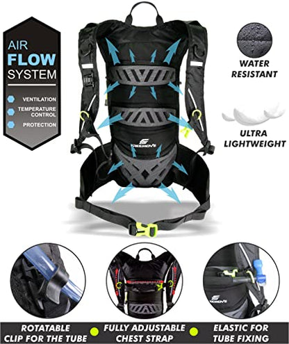 Backpack Daypack 10L, Phone Pocket, Suitable as Light Hydro Pack for Hiking, Running, MTB, Biking, Water Bladder NOT Included - color: Backpack - BLACK
