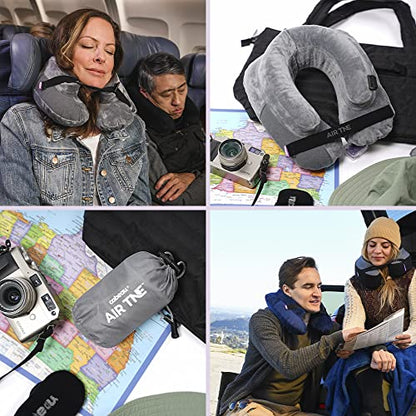 Cabeau Inflatable Travel Pillow – Air TNE – Adjustable, Lightweight, and Supportive for Sleeping on Airplanes, Trains, and Cars– Customized Fit and Compact Carrying Case (Slate Grey) - color: Slate Grey