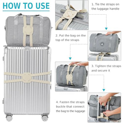 Travelkin Luggage Straps Bag Bungee for Suitcase Add a Bag TSA Approved - color: Almond white