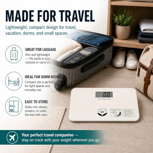 700 Series Travel Digital Bathroom Scale, 400 lb, Off-White - color: Off-White