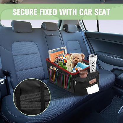 FUNNy elf Car Seat Organizer with 4 Cup Holders(Red) - color: Red