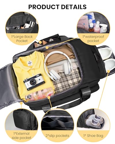 Initial Gym Bag with Shoe Compartment, 7 8 9 10 Year Old Boy Gifts - color: Black, style: B