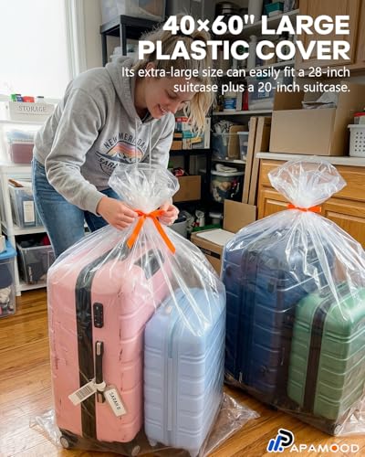 40x60 Inch Extra Large Clear Plastic Storage Bag for Luggage Cover, 8 Pack - size: X-Large (40"x60")