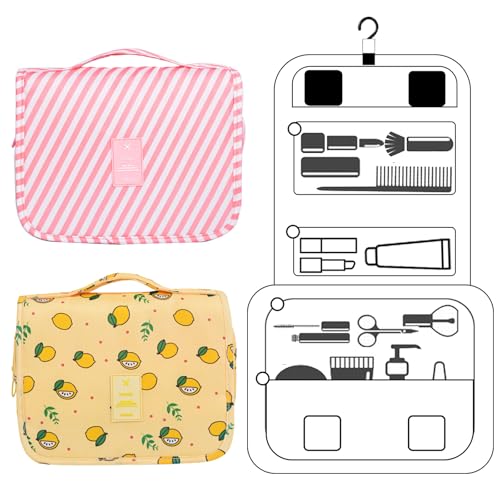 L&FY Hanging Travel Toiletry Bag For Women Travel Makeup Cosmetic Organizer Pouch Men's Dopp Kits With Handle,Hook