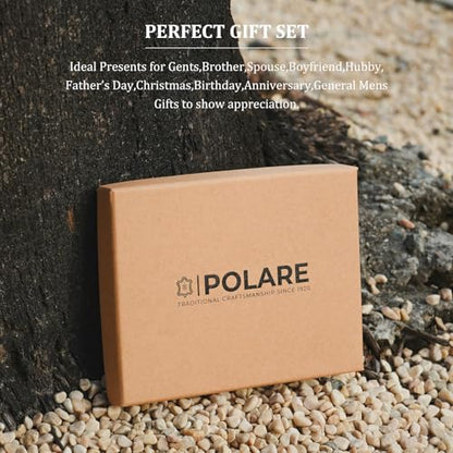 Polare Leather Passport Holder RFID Blocking Travel Bifold Wallet - color: Black