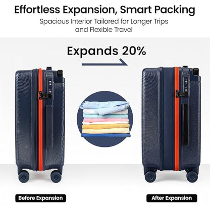 Luggage Sets 2 Piece(20in/30in) Suitcase Set w/TSA LOCK - color: Navy, size: 2-Piece Set (20"/30'')
