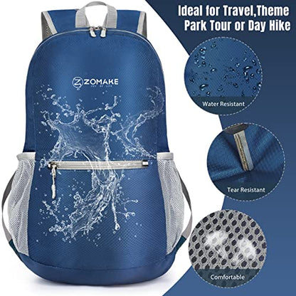 ZOMAKE Lightweight Packable Backpack, Foldable Small Travel Day Pack - color: B-royal Blue