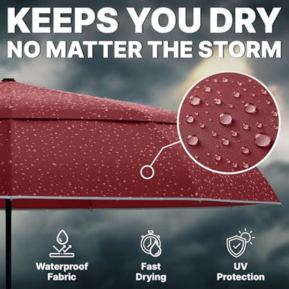 Royal Walk Compact Travel Umbrella for Rain, Windproof, Small & Portable - color: Dark Red