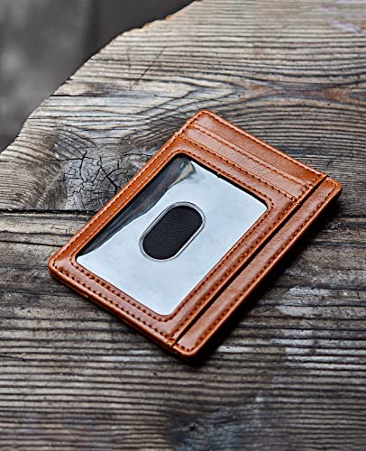 Buffway Slim Minimalist Front Pocket RFID Blocking Leather Wallets for Men and Women - Alaska Brown - color: Alaska Brown