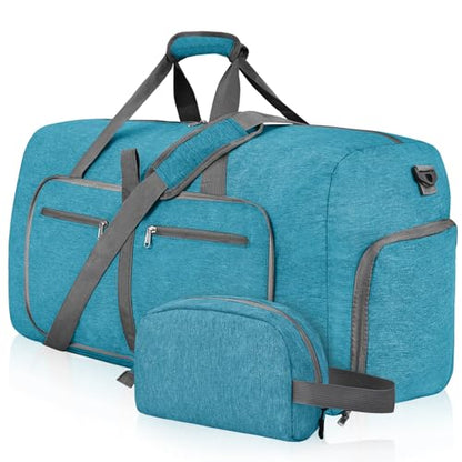 Felipe Varela Foldable Duffle Bag for Travel Weekend Overnight Gym Camping - color: B MintGreen, size: 65L
