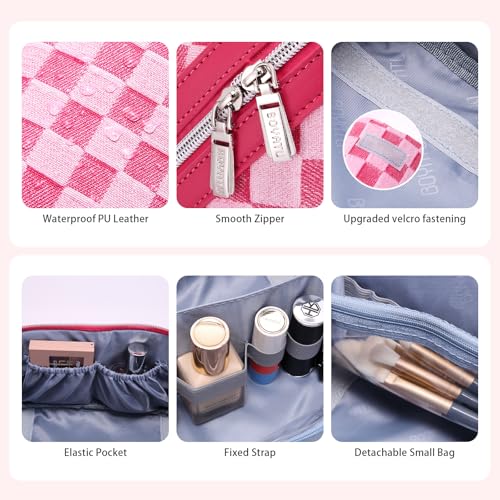 BOYATU Travel Makeup Bag Cosmetic Bags for Women: 3-Piece Makeup Bag Set - color: D-4-Red