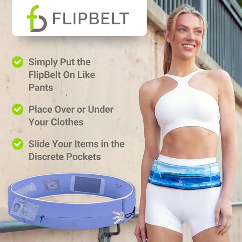 FlipBelt 지퍼 러닝 벨트, 피트니스 및 러닝용 허리 팩, 미국 회사 - color: 페리윙클., size: XS