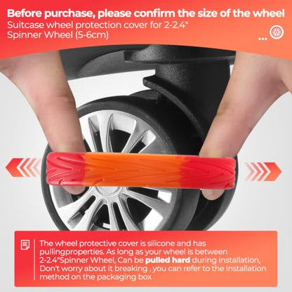 8Pcs Upgrade Luggage Wheel Covers,Travel Accessories (Bright Red/Orange) - color: Bright Red / Orange