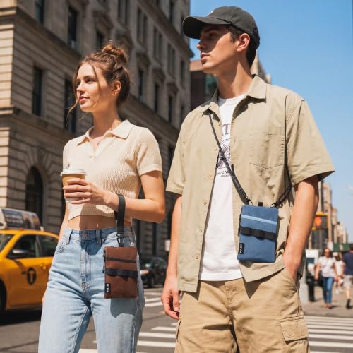 VULKIT Minimalist Travel Wallet with Lanyard RFID Blocking Water-Resistant - color: Navy Blue