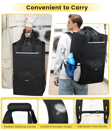 Vorspack Laundry Backpack for College Students, 2 in 1 Laundry Bag, Black - color: Black