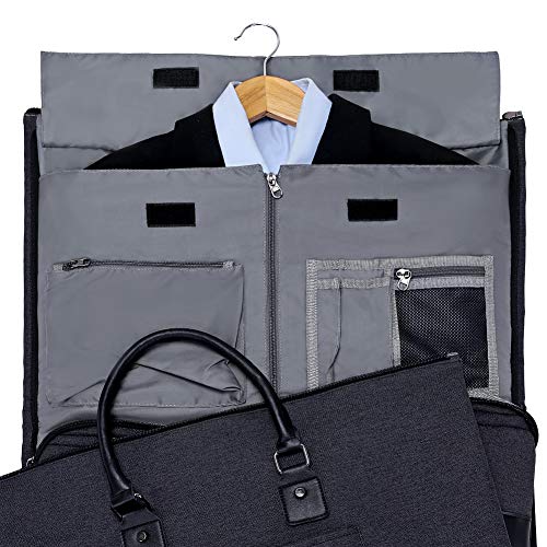 Garment Bags for Travel, 45L Carry on Convertible Garment Duffle bag - color: Jet Black