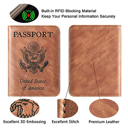 LOHASLIFE Passport Holder for Travel, Rfid Blocking Passport Cover Wallet - color: 116#Brown
