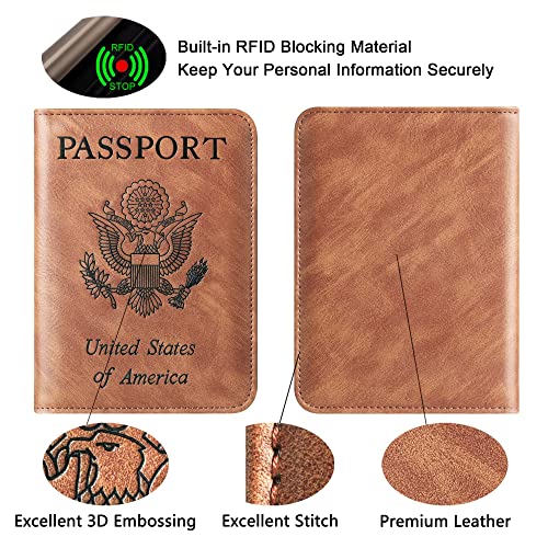 LOHASLIFE Passport Holder for Travel, Rfid Blocking Passport Cover Wallet - color: 116#Brown