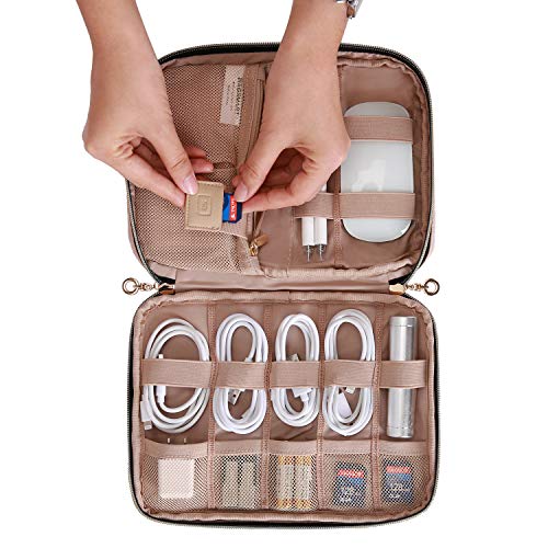 BAGSMART Large Electronics Travel Organizer Case for Women, Pink - color: A-Pink