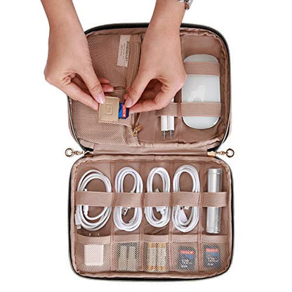 BAGSMART Large Electronics Travel Organizer Case for Women, Pink - color: A-Pink