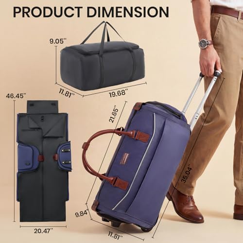 Fanwoli Carry-On Rolling Garment Bag with Wheels, Suit Travel Bag - color: Blue