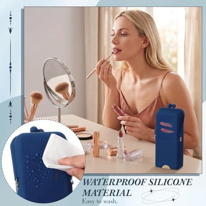 Kacctyen Makeup Brush Case Silicone Standing Makeup Brush Holder,Navy - color: Navy