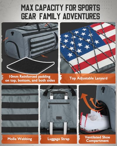 Gonex 130L Extra Large Duffel Bag, Convertible Travel Duffle - color: Grey, size: 130L