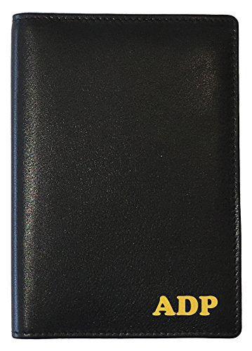 Personalized Monogrammed Black Leather RFID Passport Wallet - color: Black, style: Minimalist
