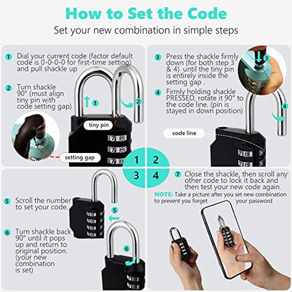 CL21VP 2.6 Inch Long Shackle Combination Lock, 4 Digit Combination Padlock Set Your own Combination for Gym Locker Lock, School, Gates, Doors, Toolbox, Hasps and Storage (Very Peri (L) *1) - color: Very Peri (L) *1