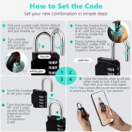 CL21MC 2.6 Inch Long Shackle Combination Lock, 4 Digit Combination Padlock Set Your own Combination for Gym Locker Lock, School, Gates, Doors, Toolbox, Hasps and Storage (Mocha Mousse (L) *1) - color: Mocha Mousse (L) *1