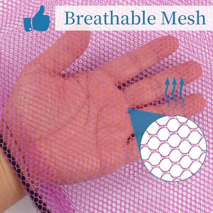 6 Pack Mesh Drawstring Bags with Lock, 14x17 for Gym, Beach, Laundry - color: Purple
