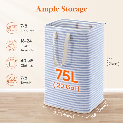 Lifewit 75L Large Collapsible Laundry Basket with Extended Handles, Blue - color: Dark Blue, size: 75L