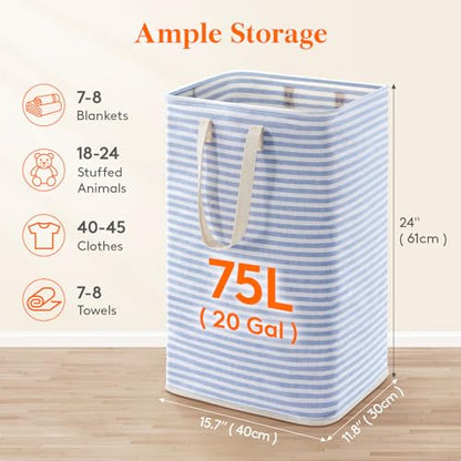 Lifewit 75L Large Collapsible Laundry Basket with Extended Handles, Blue - color: Dark Blue, size: 75L