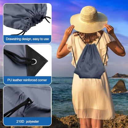 KUUQA 2 Pcs Gray Drawstring Backpack | Bulk Sports Cinch Bags, String Backpack Storage Bags, For Gym Traveling - color: Gray