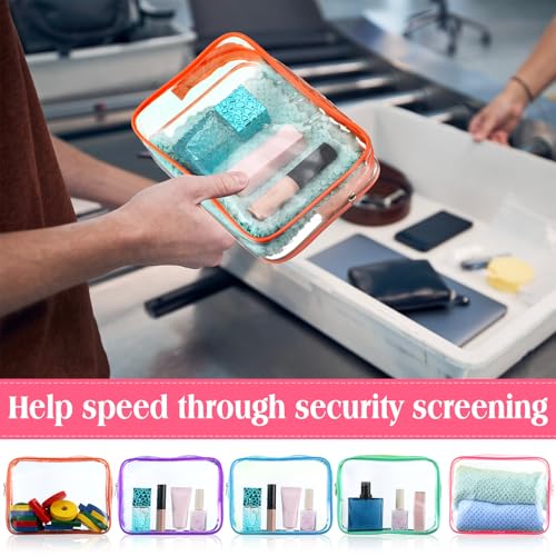 Sanwuta 100 Pcs Clear Makeup Bags Bulk, Toiletry Bag,Candy Colors - color: Candy Colors