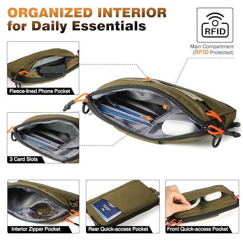 Wristlet Wallet for Women, 4-in-1 RFID Blocking Small Crossbody Bag for Men - color: Brown
