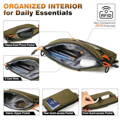 Wristlet Wallet for Women, 4-in-1 RFID Blocking Small Crossbody Bag for Men - color: Brown