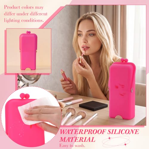 Kacctyen Makeup Brush Case Silicone Standing Makeup Brush Holder,Hot Pink - color: Hot Pink