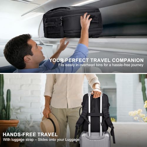 PIJUSHI Laptop Travel Backpack Carry On Flight Approved Fits 16 inch Laptop - color: Black