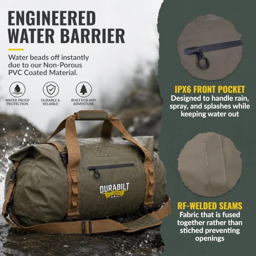 80L Green Waterproof Duffel Bag, Tactical Roll Top Dry Bag - color: Green