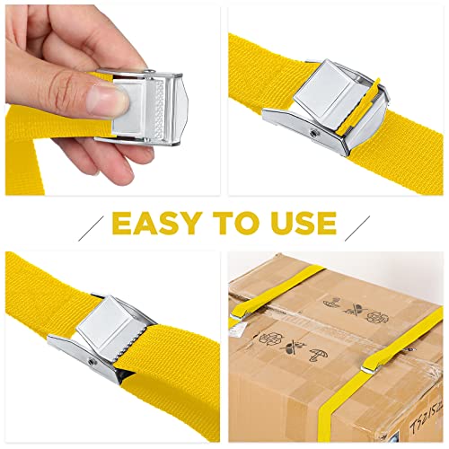 Riakrum 16 Feet 15 Pcs Lashing Straps with Buckles, Adjustable, Yellow - color: Yellow, size: 16 Feet