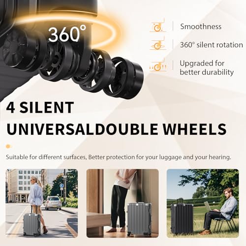 Krute Zipperless Luggage with Spinner Wheels 100% PC Hardside 24in Suitcase - color: Gray, size: Medium (24 Inch)