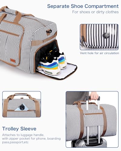 80L EXTRA LARGE Foldable Waterproof Travel Duffle Bag for Men and Women - color: Stripe, size: 80L