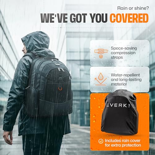 EVERKI Business 120 Laptop Backpack with Rain Cover, Black - 40L - style: Business 120